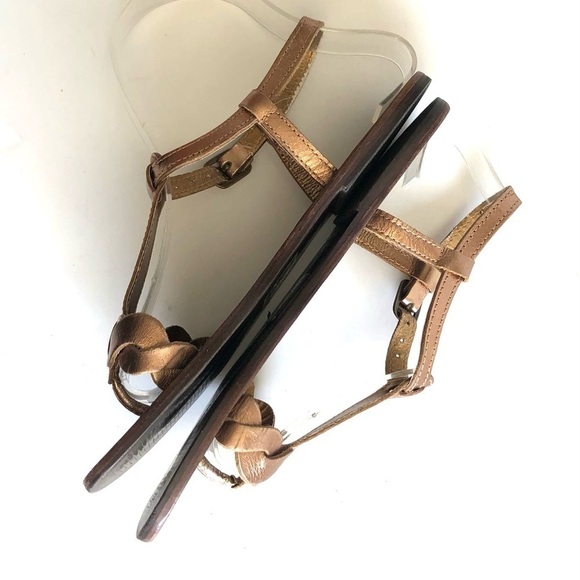 ASOS Copper T-Strap Twisted Leather Sandals - Picture 7 of 13